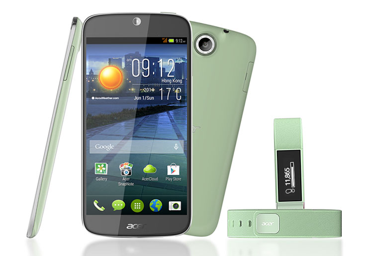 Acer presenta lo smartphone Liquid Jade e il bracciale Liquid Leap, per indossare la tecnologia e rimanere sempre connessi e aggiornati.   Il Computex 2014 è l’occasione, per Acer, di svelare Liquid Leap, il primo dispositivo indossabile proposto dall’azienda e abbinato allo smartphone Liquid Jade. La tendenza dei device indossabili si sta diffondendo rapidamente e, dopo la distribuzione dei primi campioni nei mesi scorsi, da parte di altri competitor, anche Acer si adegua al trend. Acer Liquid Leap è un bracciale smart con display touch da 1”, supporto per fitness tracking, capacità di controllo diretto del telefono, SMS di notifica e funzionalità per la gestione della musica. Questo bracciale sarà venduto assieme allo smartphone Acer Liquid Jade in alcuni mercati selezionati. Per quanto riguarda il terminale, stiamo parlando di un device ultra-sottile, con chassis curvo, display HD IPS, tecnologia Zero Air Gap. Acer Liquid Leap è realizzato con cinturino in gomma ed è pensato per gli utenti “digitali attivi” che vogliono massimizzare la loro efficienza, e per i quali restare connessi è assolutamente essenziale. Più nel dettaglio, il dispositivo tiene traccia dell’attività sportiva del proprietario, inclusi il conteggio dei passi, la distanza percorsa, le calorie bruciate e il ciclo del sonno. Il bracciale, impermeabile secondo lo standard IPX71, è sempre attivo e consente una notifica tempestiva di aggiornamenti, chiamate e SMS. La durata della batteria varia tra i 5 e i 7 giorni. Liquid Leap è disponibile nei colori Moonstone White (pietra lunare bianca), Mineral Black (nero minerale), Aquamarine (acquamarina), Fragrant Pink (rosa fragrante) e Vivid Orange (arancione vivido).   Il nuovo terminale abbinato al bracciale è il Liquid Jade, dotato di sistema operativo Android 4,4, display HD da 5” e fotocamera da 13 MPixel con apertura f1.8. Lo smartphone Acer Liquid Jade e il Liquid Leap saranno disponibili dal terzo trimestre 2014.