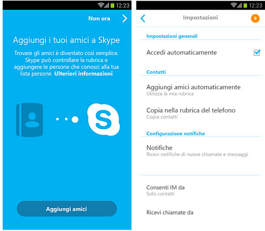 Skype 5.0 per Android, contatti della rubrica sempre aggiornati