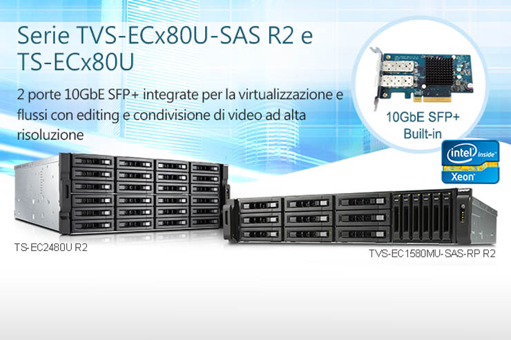 QNAP serie TVS-ECx80U, NAS enterprise con architettura Xeon