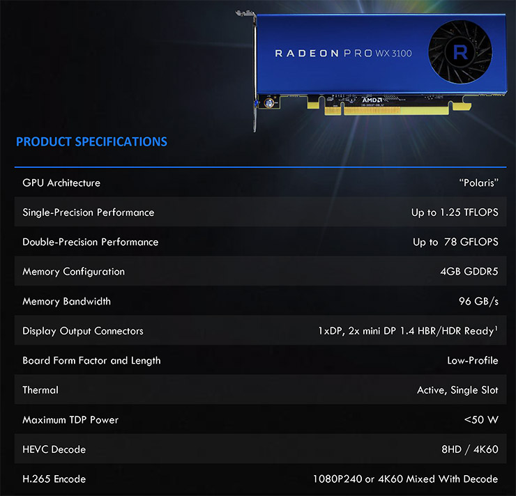 AMD Radeon Pro WX 2100 e 3100, per workstation entry-level