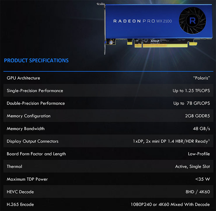 AMD Radeon Pro WX 2100 e 3100, per workstation entry-level