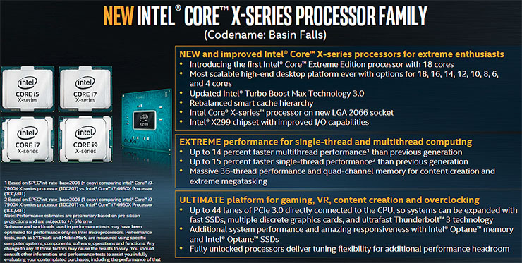 Intel Core serie X, specifiche dettagliate e disponibilità