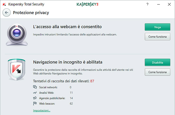 Kaspersky Total Security 2018 protegge i dati e la privacy