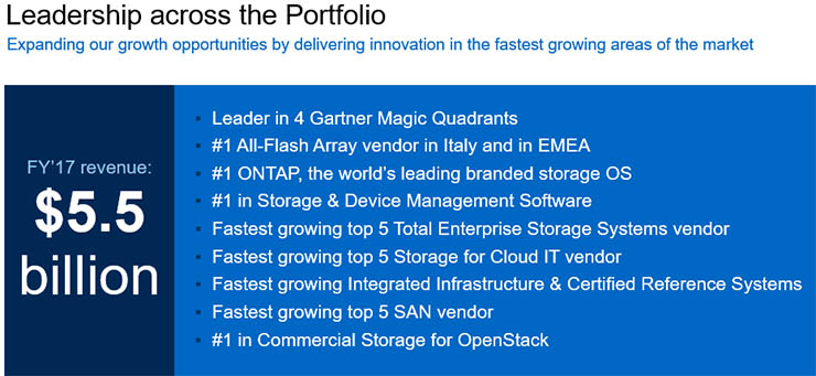 La leadership di NetApp, fatturato e successo in ascesa