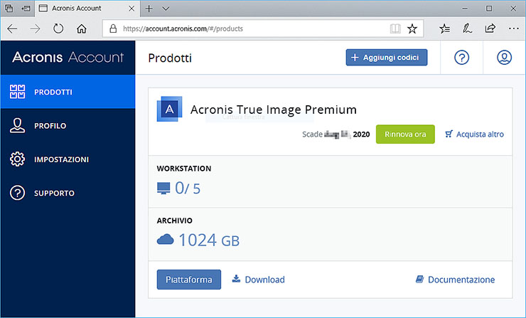 Acronis True Image 2020, crittografia e cloud backup