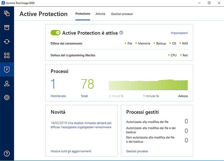Acronis True Image 2020, crittografia e cloud backup