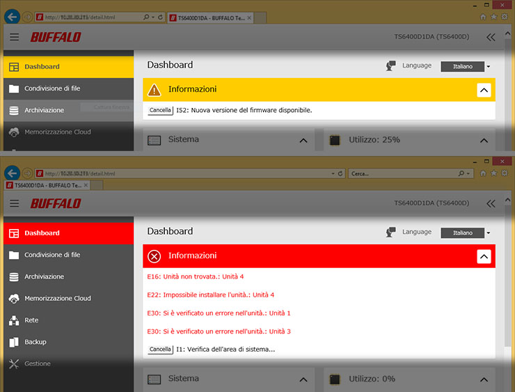 Buffalo TS6400DN, snapshot e gestione iSCSI a 10 Gbps